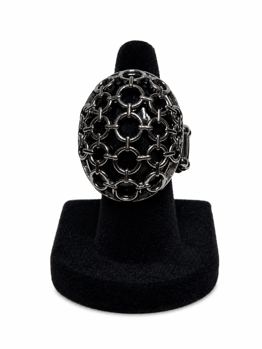 Gunmetal Chain-Link STRETCH Statement Ring